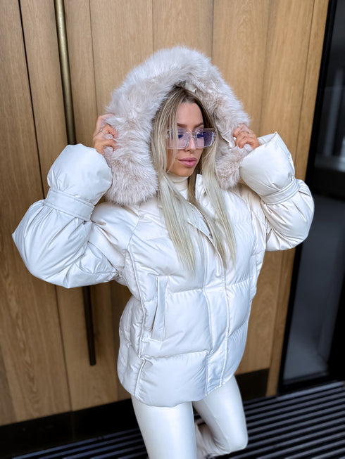 Puffy, short jacket "FUSION AD611" - BEIGE PRE-ORDER